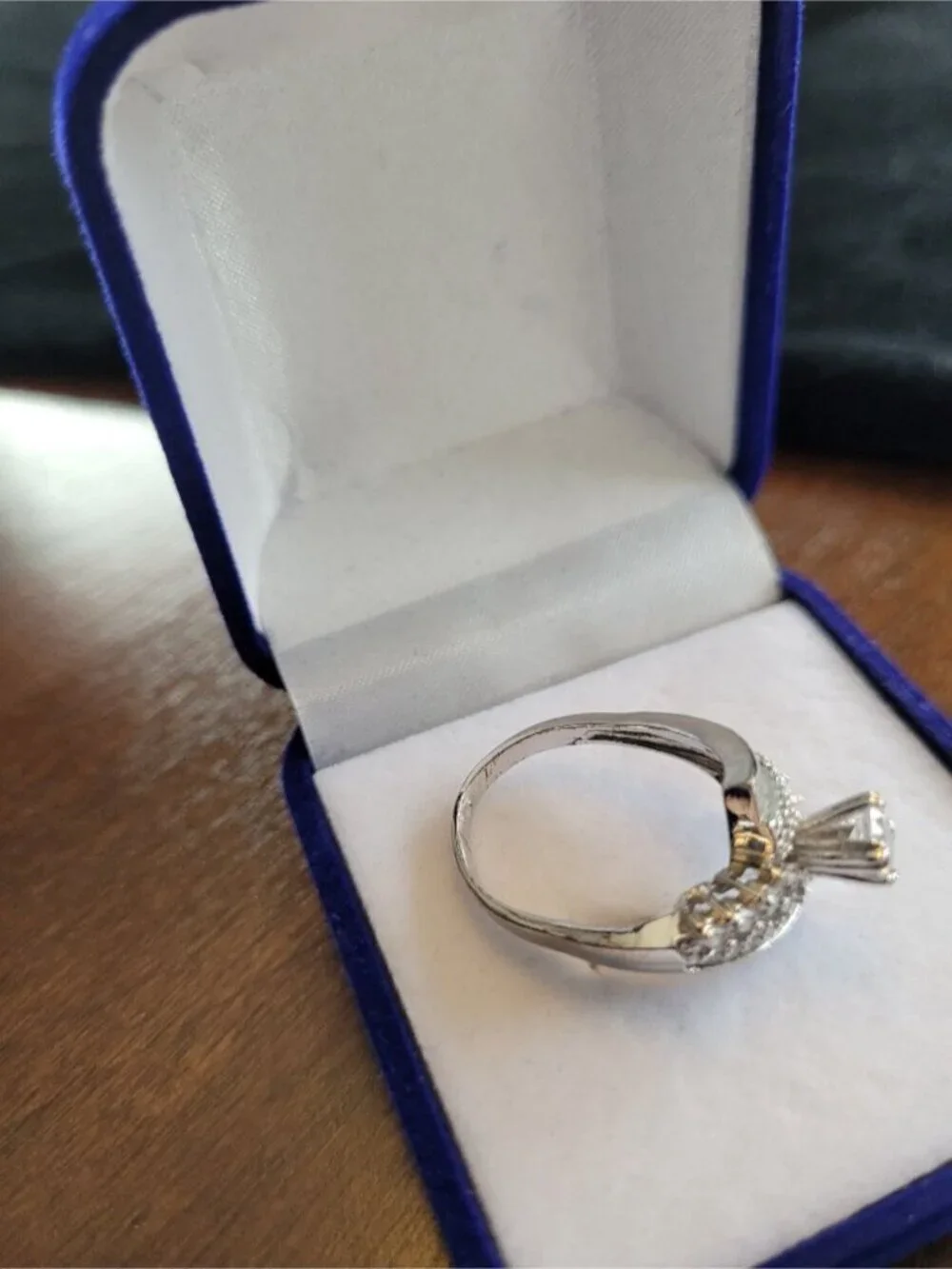 Vintage Silver-toned Faux Diamonds Cocktail Ring